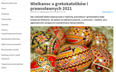 „Великдень у греко-католиків та православних” – стаття на вебсторінці міста Вроцлава [wroclaw.pl]